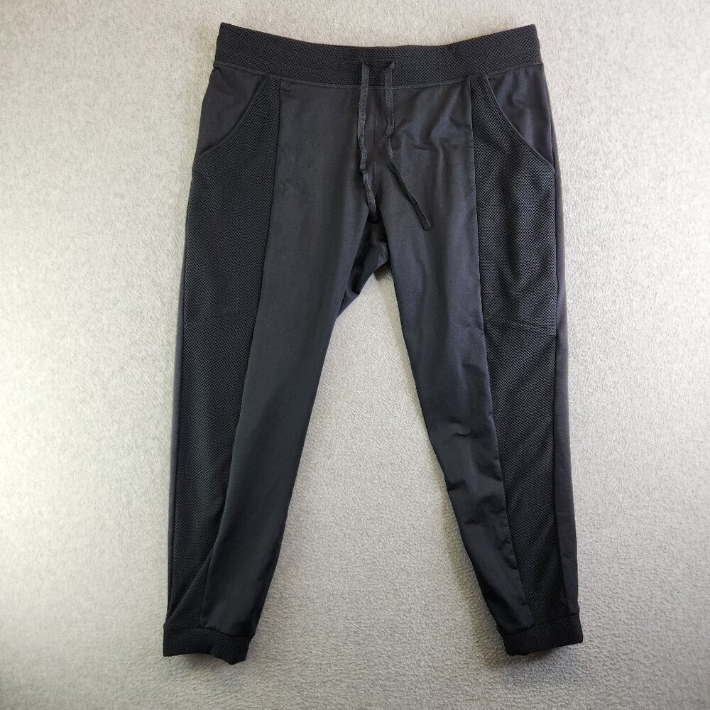 Fabletics Pants Womens XL Black Linda Jogger Mesh Sides High Rise Crop Ankle